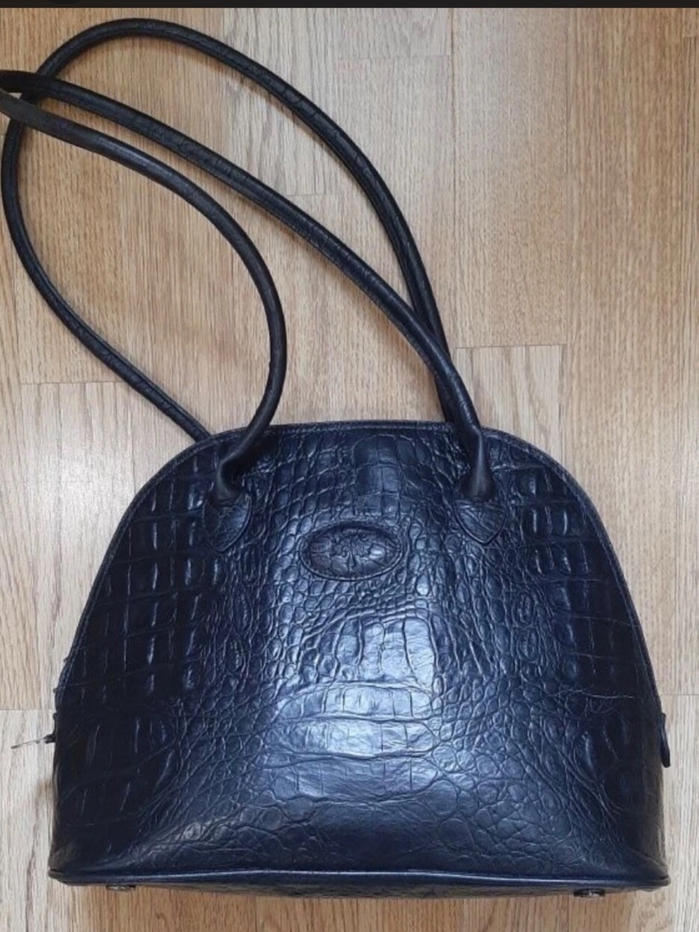 Mulberry Black Croc-Embossed Dome Shoulder Bag